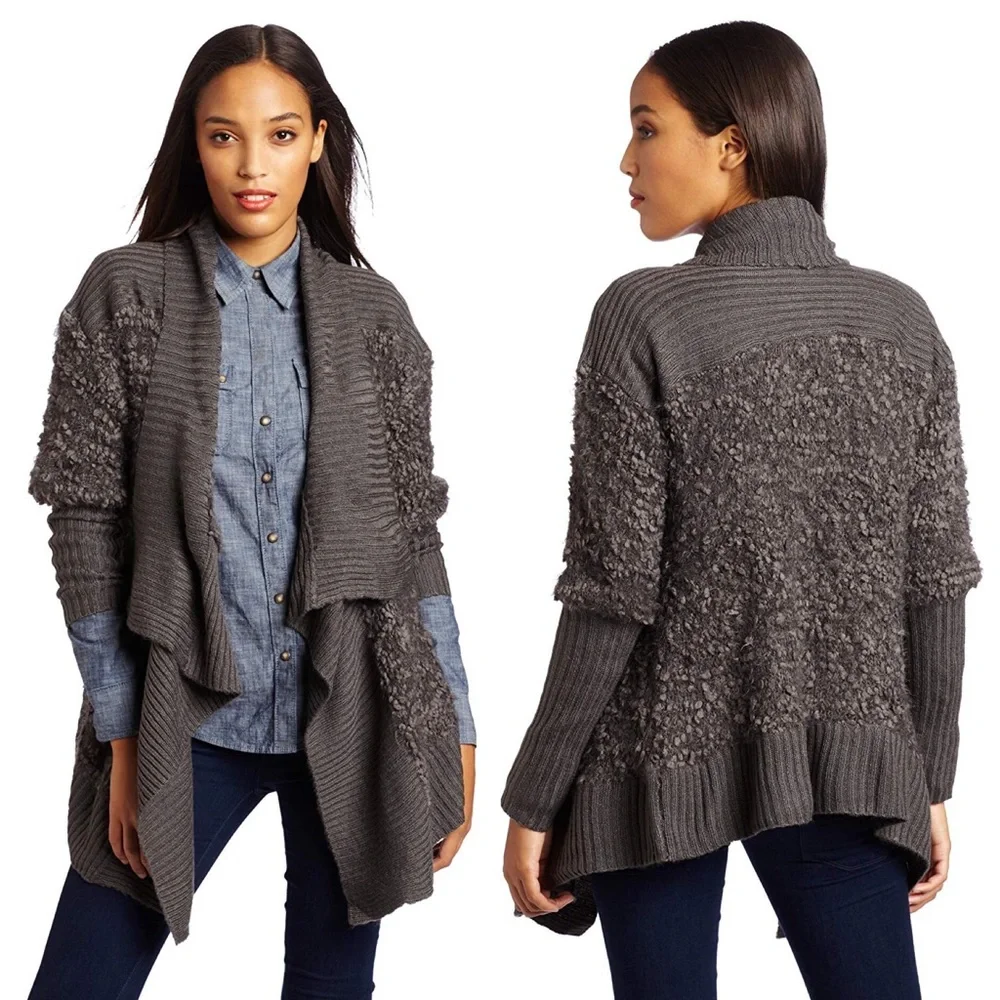 Kensie Chunky Knit Drape‎ Open Front Cardigan M